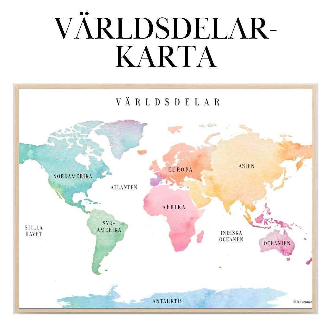 Jättefin vattenfärg pastell världskarta, perfekt till klassrummet  Bifogat material:  – Världskarta med glober, utan hav – Världskarta med glober, med hav – Världskarta med antarktis  – Världskarta färgstark version